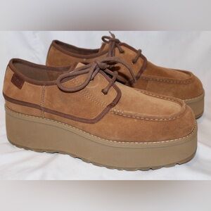UGG Brown Suede Boat Shoes Loafers Platform